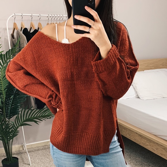 🆕 Amelia - Brick High-Low Sweater - Picture 3 of 6